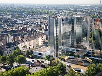 014 : Düsseldorf, Medienhafen, Stadttor, von oben